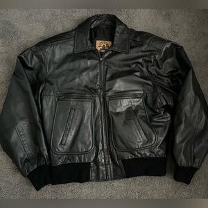 vintage leather bomber jacket